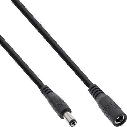 InLine® Verlängerungskabel, DC Stecker 5,5x2,1mm, schwarz, 3m 26803B