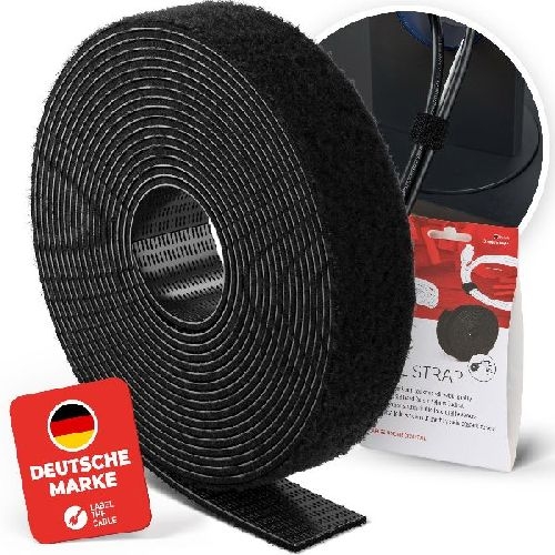 LABEL THE CABLE LTC Roll Strap, doppelseitige Klettbandrolle, 3m, schwarz 59939
