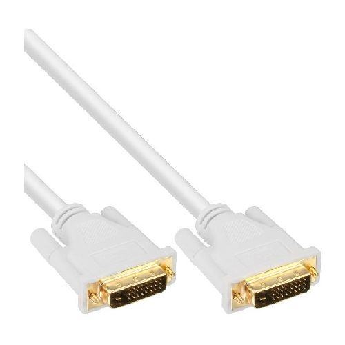 InLine® DVI-D Kabel, digital 24+1 Stecker / Stecker, Dual Link, weiß / gold, 5m 17775W