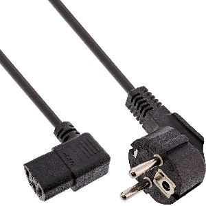 45er B-Pack InLine® Netzkabel, Schutzk. gew. / C13 links abgew., schwarz, 1m B-16752N