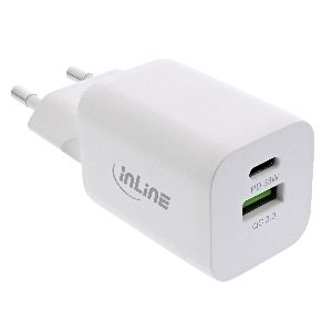 InLine® Power Delivery + Quick Charge USB Netzteil, 33W, USB-A + USB-C, weiß 31508D