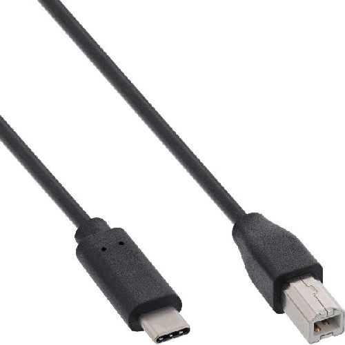 InLine® USB 2.0 Kabel, USB-C Stecker an USB-B Stecker, schwarz, 5m 35765