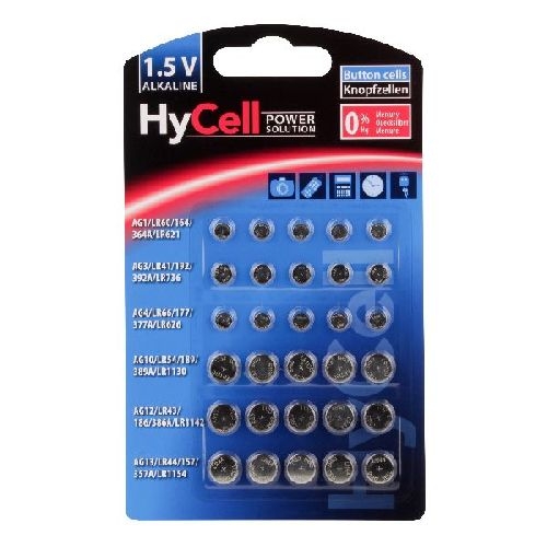 ANSMANN 5015473 Knopfzellen-Set HyCell Alkaline, 30-teilig 01049A