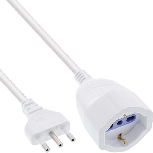 InLine® Strom-Verlängerung Schutzkontakt ITALIEN Stecker L / Buchse F, 2m 16402I