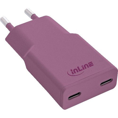InLine® USB-C Ladegerät, 30W, GaN, Dual USB-C, PD/PPS, Wild Berry/violett 31590P