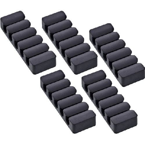 5er Pack InLine® Kabelclip, 5-fach, selbstklebend, schwarz 59971K
