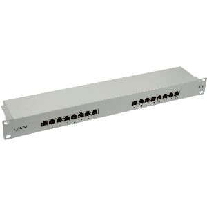 InLine® Patchfeld Cat.6, 16-fach, 48,26cm (19&quot;), 1HE, lichtgrau, RAL7035 76216