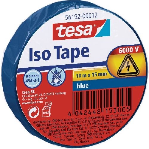 tesa Isolierklebeband, 10m x 15mm, blau 11624