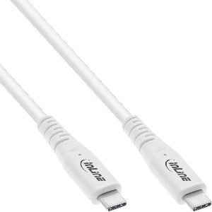InLine® USB4 Kabel, USB-C Stecker/Stecker, PD 240W, 8K60Hz, TPE, weiß, 2m 35902W