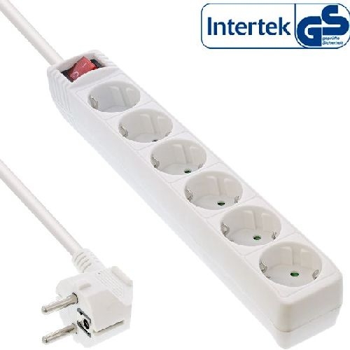 InLine® Steckdosenleiste, 6-fach Schutzkontakt, mit Schalter, weiß, 5m 16465S