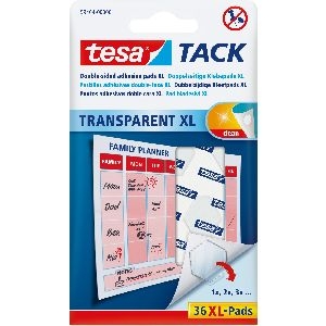 tesa TACK Klebepads XL, 3cm², wiederverwendbar, transparent 11620C