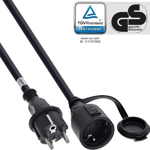 InLine® Schutzkontakt-Verlängerung, Outdoor IP44, Berührungsschutz, 10m 16010S