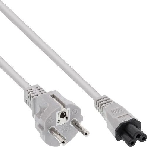 InLine® Netzkabel für Notebook, 3pol Kupplung C5, grau, 0,5m 16656R