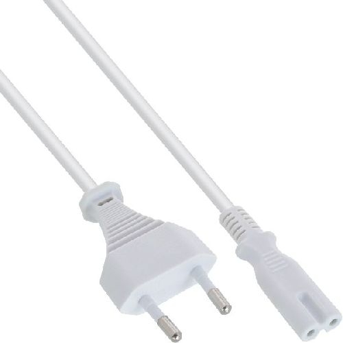 InLine® Netzkabel, Netzstecker auf Euro 8 C7 Stecker, weiß, 0,5m 16605W