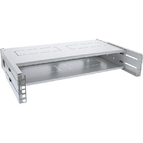 InLine® 19 Rack zur Wandmontage, 2HE, 24-40cm Tiefe, mit Abdeckung, grau 19102D