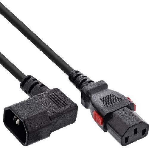 InLine® Kaltgeräteverlängerung, C13 verriegelbar auf C14 gewinkelt, schwarz, 1m 16931A