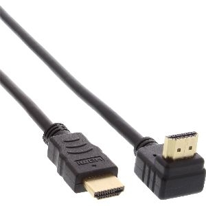 InLine® HDMI HS Kabel, gewinkelt, mit Eth., ST / ST, verg. Kont., schwarz, 0,3m 17033V