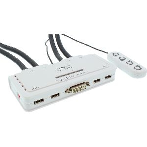 InLine® KVM Switch, 4-fach, DVI-D, USB, mit Audio, integr. Kabel 61614I