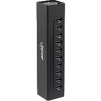 InLine® USB 3.2 Gen.1 Hub, 10 Port, Aluminiumgehäuse, schwarz, mit 4A Netzteil 35395C