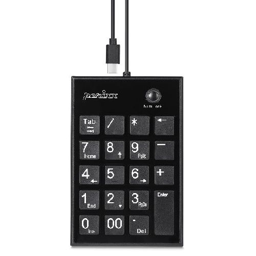 Perixx PERIPAD-202C, USB-C Nummernblock mit 2x USB-A Hub, schwarz 57161I
