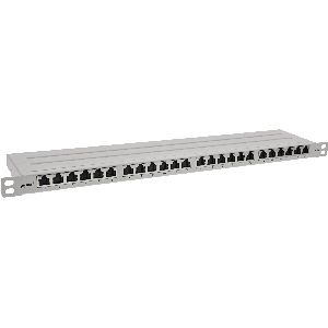 InLine® 19&quot; Patchfeld Cat.6A 0,5 HE 24-fach, mit Staubschutz, grau 76824L