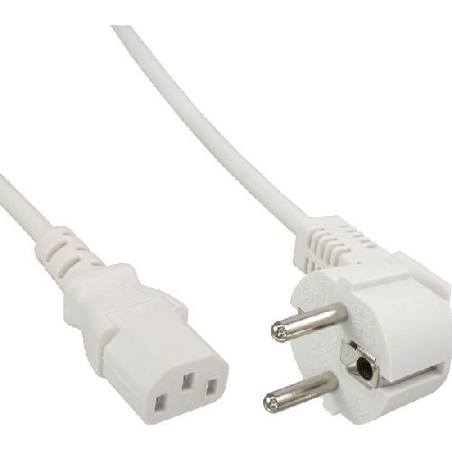 InLine® Netzkabel, Schutzkontakt gewinkelt auf Kaltgerätestecker C13, weiß, 0,3m 16647W