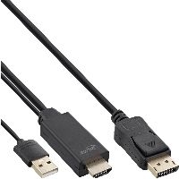 InLine® HDMI zu DisplayPort Konverter Kabel, 4K, schwarz/gold, 5m 17165P