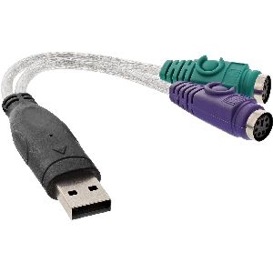 InLine® USB zu PS/2 Konverter, USB Stecker an 2x PS/2 Buchse für Maus + Tastatur 33386
