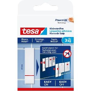 tesa 77761-00000-00 tesa Klebestreifen, 6 Stück, geeignet für Fliesen und Metall, bis 3kg (77761)