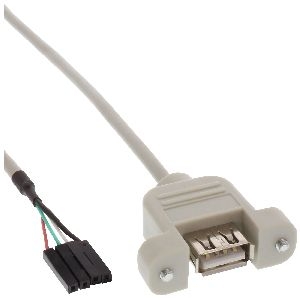 InLine® USB 2.0 Anschlusskabel, Einbaubuchse A auf Pfostenanschluss, 0,60m 33440F