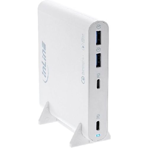 InLine® USB Netzteil, GaN Ladegerät, 4-Port, 2x USB-C + 2x USB-A, 120W, weiß 31515W