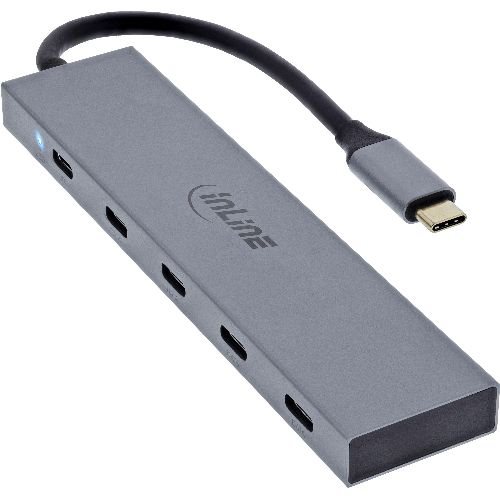 InLine® USB-C Hub, 4x USB-C + Power Delivery 100 W, USB 3.2 Gen.2, grau 35392E