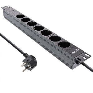 InLine® 19 Steckdosenleiste, 7-fach Schutzkontakt, ohne Schalter, 2m, schwarz 16417I