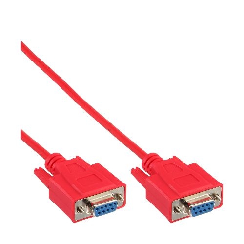 InLine® Nullmodemkabel, 9pol Buchse / Buchse, vergossen, rot, 2m 12222B