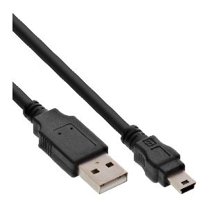 InLine® USB 2.0 Mini-Kabel, USB A ST an Mini-B ST (5pol.), schwarz, 1,5m 33107N