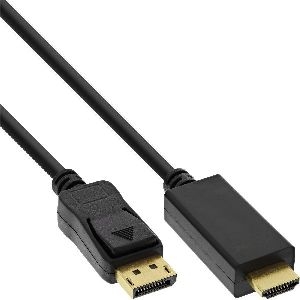 InLine® DisplayPort zu HDMI Konverter Kabel, 4K/60Hz, schwarz, 0,3m 17187I