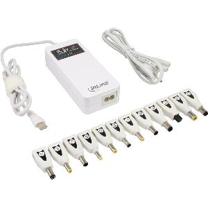 InLine® Universal Notebook-Netzteil mit Farbdisplay, weiß, 12 Wechselstecker 26618W