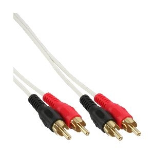 InLine 89933W InLine® Cinch Kabel, 2x Cinch, Stecker / Stecker, weiß / gold, 2m