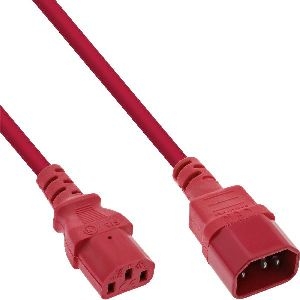 InLine® Kaltgeräteverlängerung, C13 auf C14, rot, 0,5m 16505R