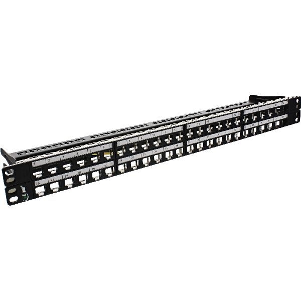 InLine® Patchfeld Leerblech 48-fach, für RJ45 Keystone Snap-In 19"/1HE, schwarz 76848C