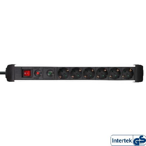 InLine® Steckdosenleiste Alu, 6-fach Schutzkontakt, mit Ü-Schutz, Schalter, 1,5m 16436A