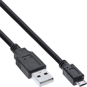 InLine® Micro-USB 2.0 Kabel, USB-A Stecker an Micro-B Stecker, schwarz, 0,3m 31703