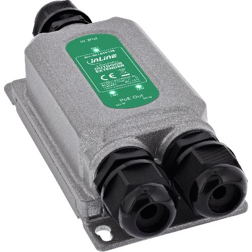 InLine® Gigabit PoE Extender, 90 W, 2 Port, IP67, IEEE 802.3bt 44432E