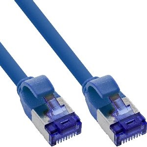 InLine® Patchkabel Slim, Cat.6A, S/FTP, TPE (LSZH) flexibel, PoE, blau, 0,3m 74933B