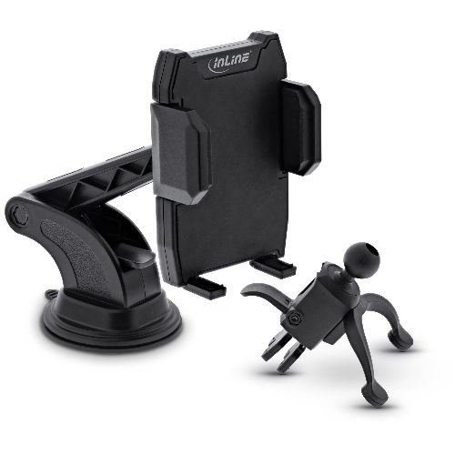 InLine® KFZ Smartphone Halterung mit Saugnapf oder für Lüftungsgitter, universal 23156O