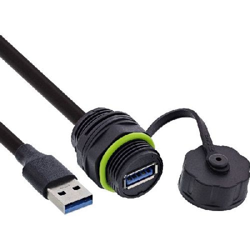 InLine® USB-A-Kabelkupplung, IP68, geschirmt, Buchse zu Stecker, 50cm 69927S