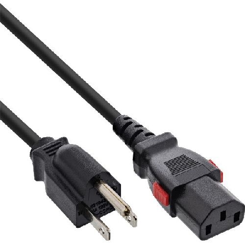 InLine® Netzkabel, Netzstecker USA auf Kaltgerätestecker C13 verriegelbar, 3m 16953U