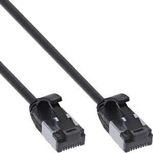 InLine® Patchkabel slim, U/FTP, Cat.8.1, TPE halogenfrei, schwarz, 0,25m 75312S
