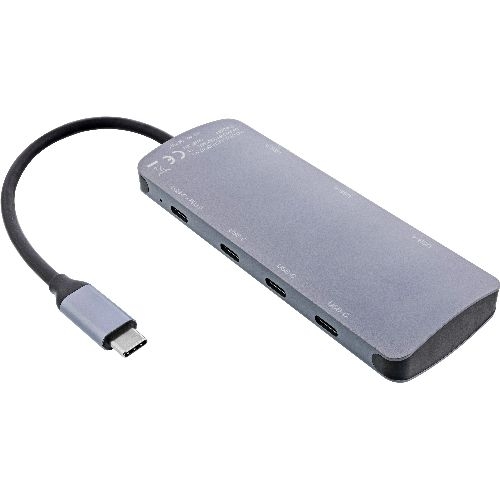 InLine® USB 3.2 Gen.2 Hub, 4x USB-C + 3x USB-A, PD 100W, Aluminium, grau 35392C