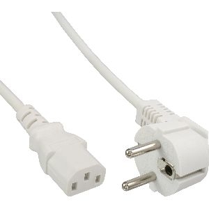 InLine® Netzkabel, Schutzkontakt gewinkelt auf Kaltgerätestecker C13, weiß, 3m 16649W